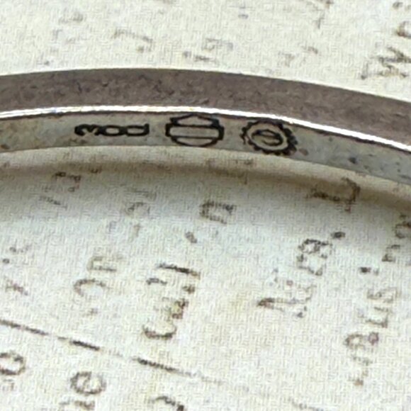 Harley-Davidson Silver Bangle Bracelet Studded With Logo Biker Jewelry Marked - Picture 5 of 15